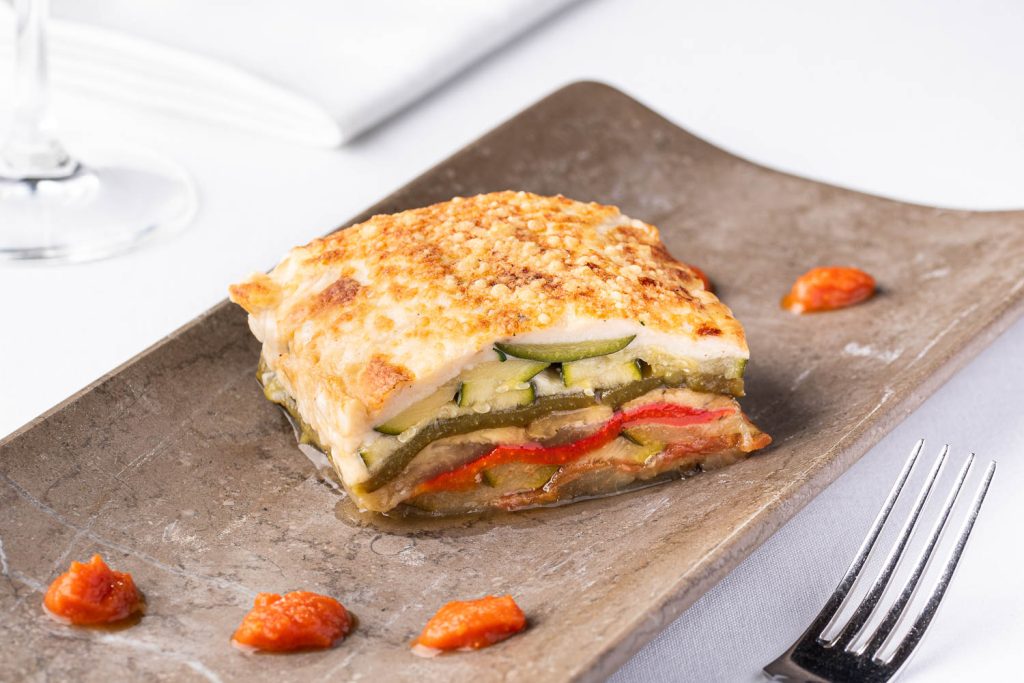 Milhojas de verduras de Almería gratinadas