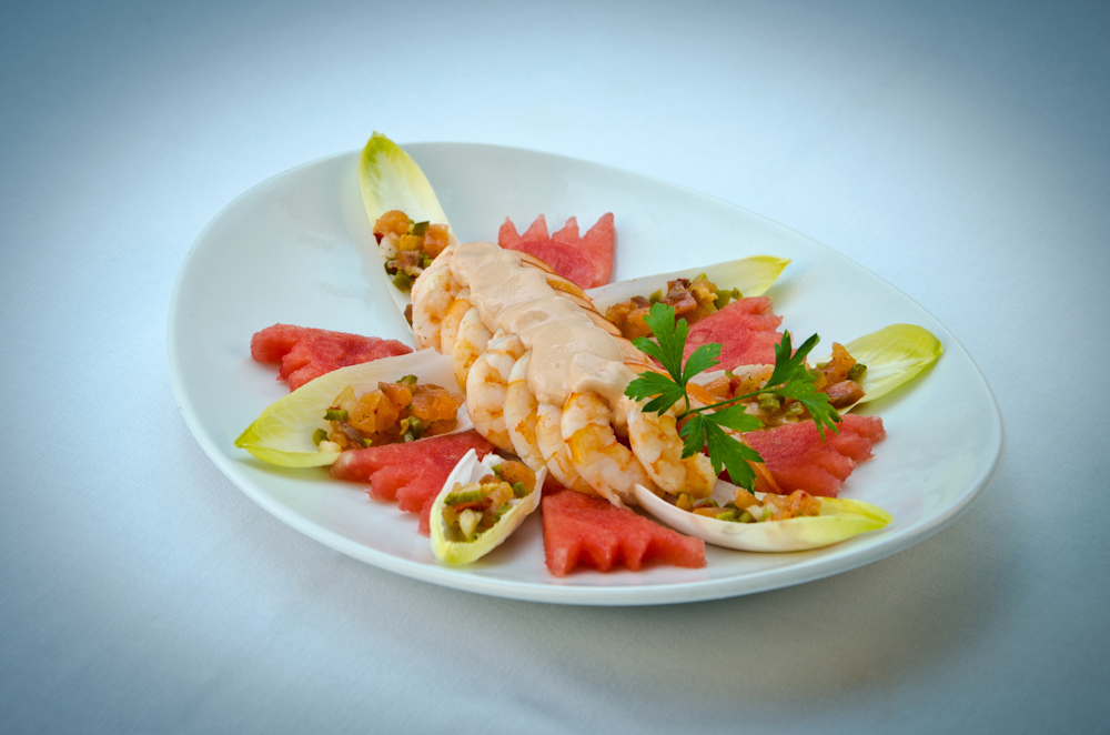 Receta de ensalada de sandía y langostinos